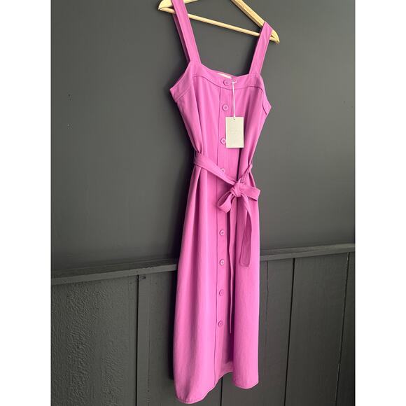 Everlane The Japanese Goweave Picnic Midi Dress Purple Fuchsia NEW Size 8 - Picture 12 of 14